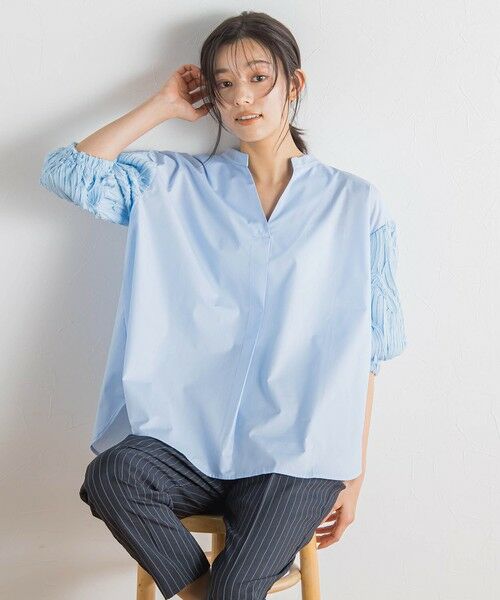 Droite lautreamont / ドロワットロートレアモン シャツ・ブラウス | 袖刺繍レーススキッパー7分袖ブラウス≪手洗い可能≫ | 詳細18