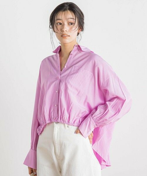 Droite lautreamont/ドロワットロートレアモン 【WEB限定】ストライプショートシャツ≪洗濯機で洗える≫ ピンク M Droite lautreamont/ドロワットロートレアモン 【WEB限定】ストライプショートシャツ≪洗濯機で洗える≫ ピンク M
