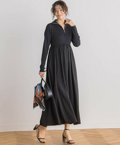 Droite lautreamont / ドロワットロートレアモン ロング・マキシ丈ワンピース | ハーフジップドッキングワンピース≪手洗い可能≫ | 詳細19