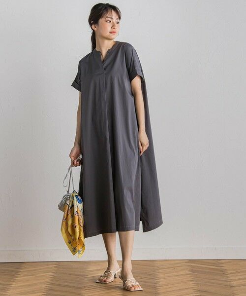 Droite lautreamont / ドロワットロートレアモン ロング・マキシ丈ワンピース | 綿ナイロンストレッチワンピース≪手洗い可能≫ | 詳細9