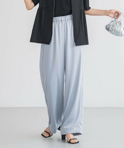 Droite lautreamont/ドロワットロートレアモン ハンマーサテンパンツ≪洗濯機で洗える≫ ブルー M Droite lautreamont/ドロワットロートレアモン ハンマーサテンパンツ≪洗濯機で洗える≫ ブルー M