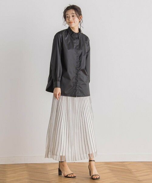 Droite lautreamont / ドロワットロートレアモン ミニ・ひざ丈スカート | シアーストライプスカート≪手洗い可能≫ | 詳細11