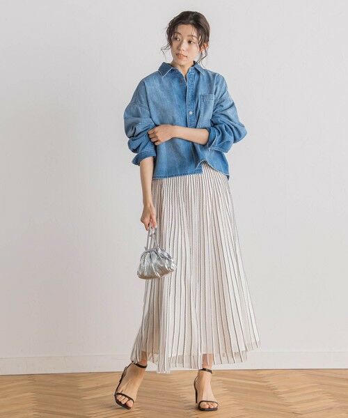 Droite lautreamont / ドロワットロートレアモン ミニ・ひざ丈スカート | シアーストライプスカート≪手洗い可能≫ | 詳細17