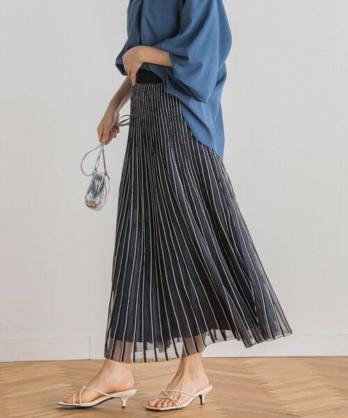 Droite lautreamont / ドロワットロートレアモン ミニ・ひざ丈スカート | シアーストライプスカート≪手洗い可能≫ | 詳細24