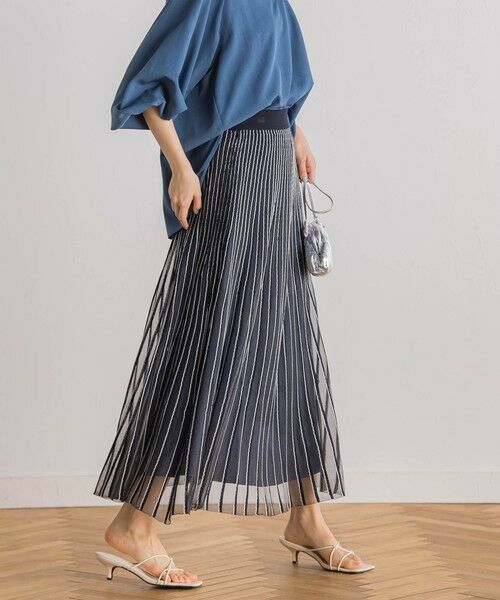 Droite lautreamont / ドロワットロートレアモン ミニ・ひざ丈スカート | シアーストライプスカート≪手洗い可能≫ | 詳細26