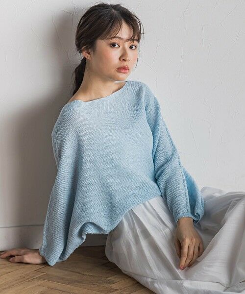 Droite lautreamont/ドロワットロートレアモン ペーパーヤーンドルマンプルオーバー≪手洗い可能≫ ブルー M Droite lautreamont/ドロワットロートレアモン ペーパーヤーンドルマンプルオーバー≪手洗い可能≫ ブルー M