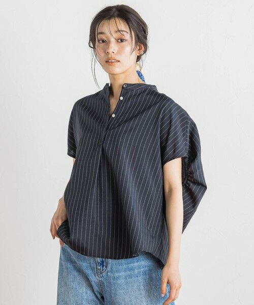 Droite lautreamont/ドロワットロートレアモン タンブラーブッチャーブラウス≪手洗い可能≫ ダークネイビー M Droite lautreamont/ドロワットロートレアモン タンブラーブッチャーブラウス≪手洗い可能≫ ダークネイビー M