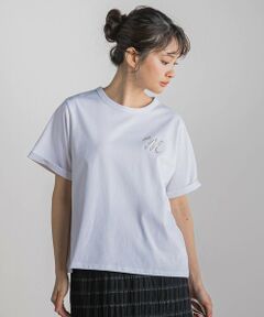 Droite lautreamont / ドロワットロートレアモン カットソー | ロゴブローチ風Tシャツ≪手洗い可能≫