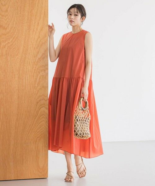 Droite lautreamont/ドロワットロートレアモン ナイロンタフタストレッチワンピース≪洗濯機で洗える≫ オレンジ S Droite lautreamont/ドロワットロートレアモン ナイロンタフタストレッチワンピース≪洗濯機で洗える≫ オレンジ S