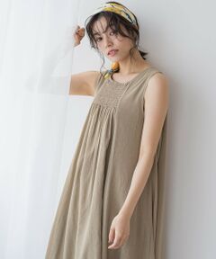 Droite lautreamont / ドロワットロートレアモン ロング・マキシ丈ワンピース | 麻調シアー2WAYシャーリングワンピース≪手洗い可能≫