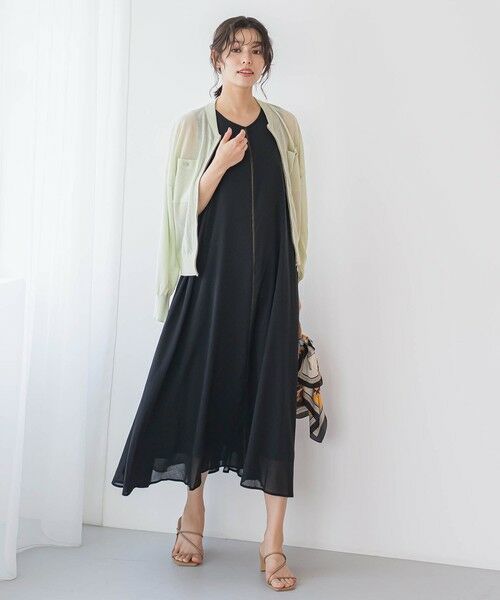 Droite lautreamont / ドロワットロートレアモン ロング・マキシ丈ワンピース | 麻調シアー2WAYシャーリングワンピース≪手洗い可能≫ | 詳細6
