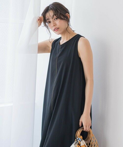 Droite lautreamont / ドロワットロートレアモン ロング・マキシ丈ワンピース | 麻調シアー2WAYシャーリングワンピース≪手洗い可能≫ | 詳細1