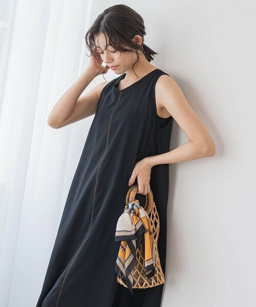 Droite lautreamont / ドロワットロートレアモン ロング・マキシ丈ワンピース | 麻調シアー2WAYシャーリングワンピース≪手洗い可能≫ | 詳細2