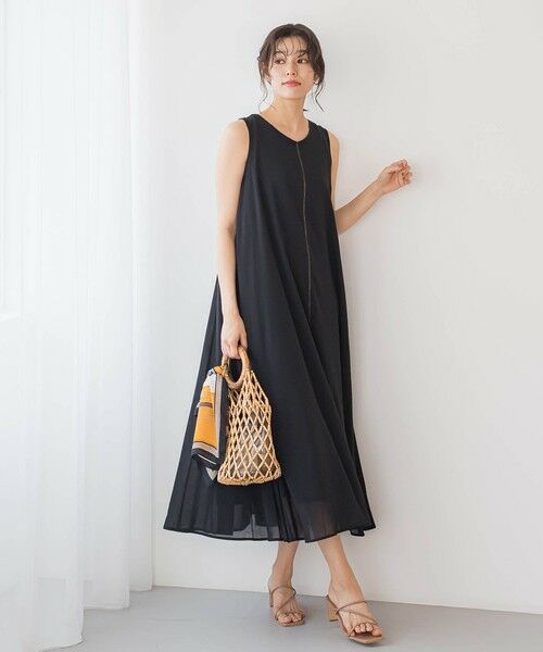 Droite lautreamont / ドロワットロートレアモン ロング・マキシ丈ワンピース | 麻調シアー2WAYシャーリングワンピース≪手洗い可能≫ | 詳細3