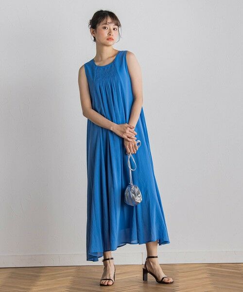 Droite lautreamont / ドロワットロートレアモン ロング・マキシ丈ワンピース | 麻調シアー2WAYシャーリングワンピース≪手洗い可能≫ | 詳細11