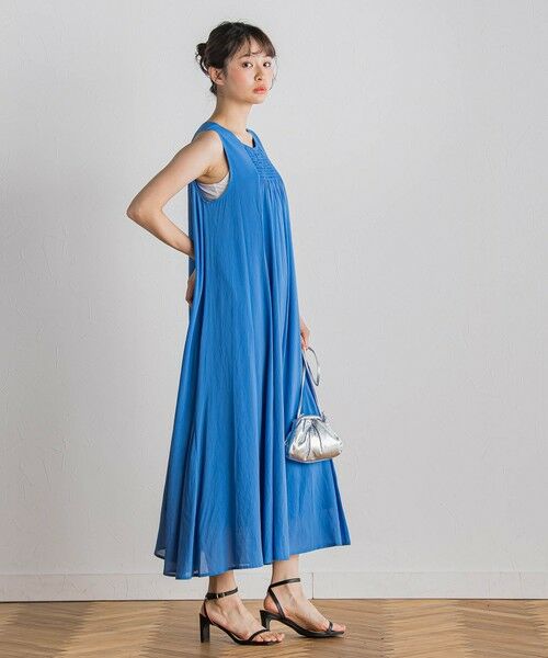 Droite lautreamont / ドロワットロートレアモン ロング・マキシ丈ワンピース | 麻調シアー2WAYシャーリングワンピース≪手洗い可能≫ | 詳細14