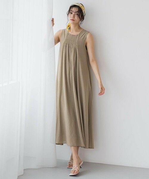 Droite lautreamont / ドロワットロートレアモン ロング・マキシ丈ワンピース | 麻調シアー2WAYシャーリングワンピース≪手洗い可能≫ | 詳細20