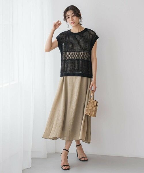 Droite lautreamont / ドロワットロートレアモン ロング・マキシ丈ワンピース | 麻調シアー2WAYシャーリングワンピース≪手洗い可能≫ | 詳細22