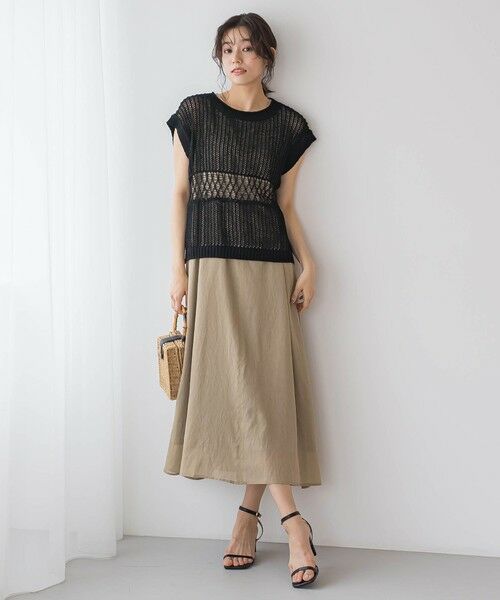 Droite lautreamont / ドロワットロートレアモン ロング・マキシ丈ワンピース | 麻調シアー2WAYシャーリングワンピース≪手洗い可能≫ | 詳細23