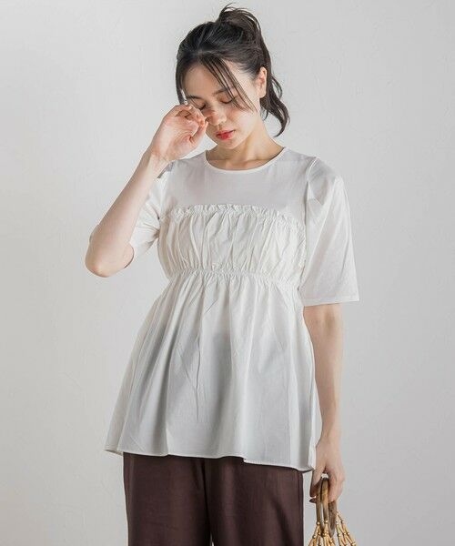 tシャツ コットン天竺ドッキングプルオーバー「洗濯機で洗える」 レディース セール】 コットン天竺ドッキングプルオーバー≪洗濯機で洗える