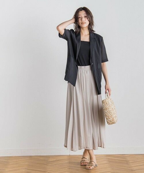 Droite lautreamont / ドロワットロートレアモン ミニ・ひざ丈スカート | 【WEB限定】麻調シアーシャーリングフレアスカート≪手洗い可能≫ | 詳細1