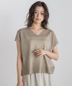 Droite lautreamont / ドロワットロートレアモン ニット・セーター | ラメフレンチスリーブプルオーバー≪手洗い可能≫