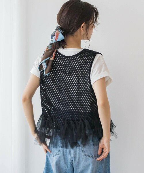 Droite lautreamont / ドロワットロートレアモン ダウンジャケット・ベスト | 裾チュールメッシュベスト≪手洗い可能≫ | 詳細14