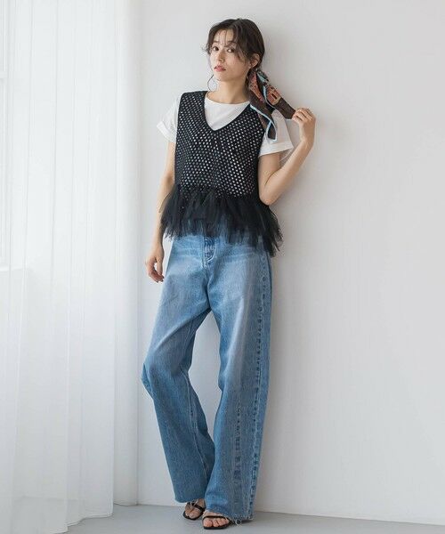 Droite lautreamont / ドロワットロートレアモン ダウンジャケット・ベスト | 裾チュールメッシュベスト≪手洗い可能≫ | 詳細9