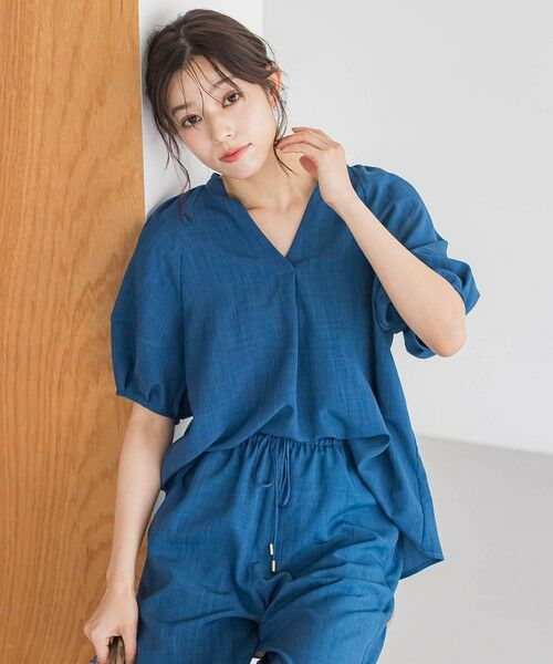 Droite lautreamont / ドロワットロートレアモン シャツ・ブラウス | タンブラーブッチャーキーネックブラウス≪手洗い可能≫ | 詳細5