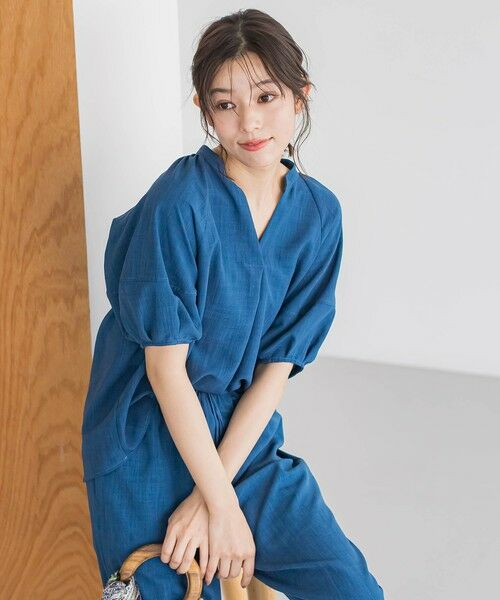 Droite lautreamont / ドロワットロートレアモン シャツ・ブラウス | タンブラーブッチャーキーネックブラウス≪手洗い可能≫ | 詳細7