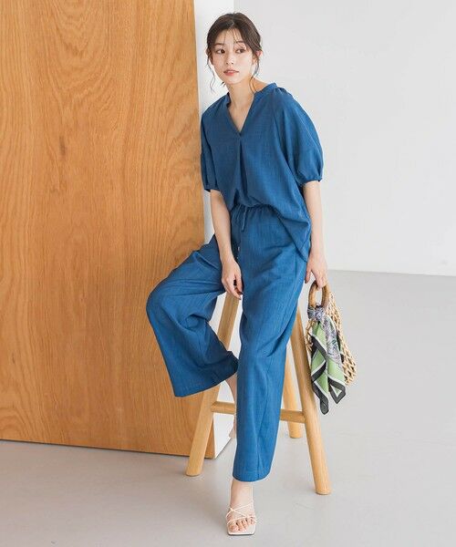 Droite lautreamont / ドロワットロートレアモン シャツ・ブラウス | タンブラーブッチャーキーネックブラウス≪手洗い可能≫ | 詳細3