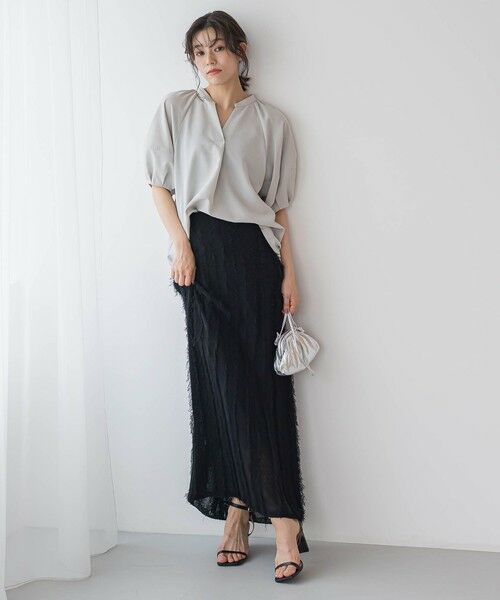 Droite lautreamont / ドロワットロートレアモン シャツ・ブラウス | タンブラーブッチャーキーネックブラウス≪手洗い可能≫ | 詳細15