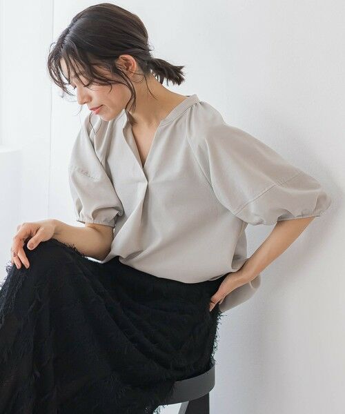 Droite lautreamont / ドロワットロートレアモン シャツ・ブラウス | タンブラーブッチャーキーネックブラウス≪手洗い可能≫ | 詳細19