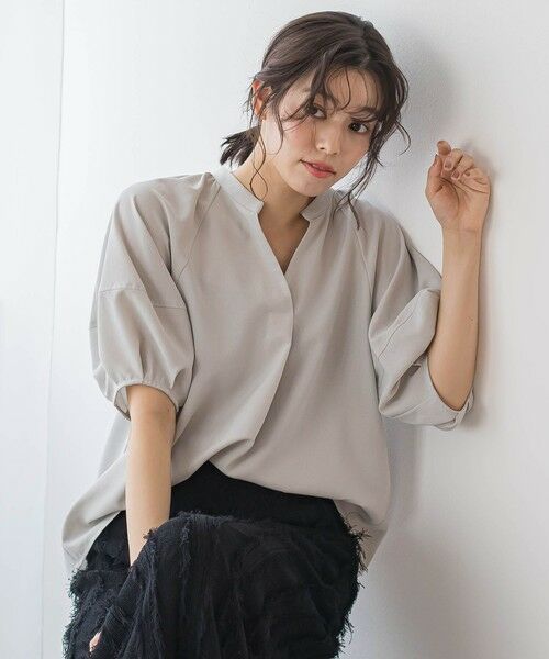 Droite lautreamont / ドロワットロートレアモン シャツ・ブラウス | タンブラーブッチャーキーネックブラウス≪手洗い可能≫ | 詳細21