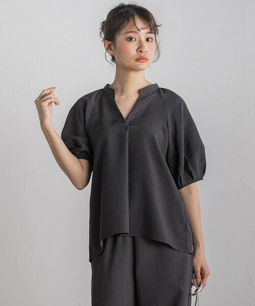 Droite lautreamont / ドロワットロートレアモン シャツ・ブラウス | タンブラーブッチャーキーネックブラウス≪手洗い可能≫ | 詳細26