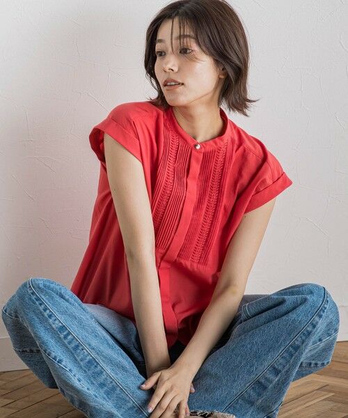 Droite lautreamont/ドロワットロートレアモン 【WEB限定】コットンライクローンブラウス&#8810;手洗い可能&#8811; オレンジ M