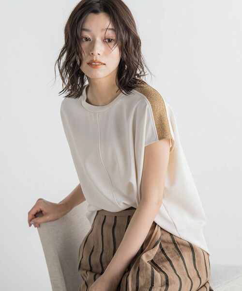 Droite lautreamont/ドロワットロートレアモン 【WEB限定】カットジョーゼット肩ラメプルオーバー≪手洗い可能≫ オフホワイト M Droite lautreamont/ドロワットロートレアモン 【WEB限定】カットジョーゼット肩ラメプルオーバー≪手洗い可能≫ オフホワイト M