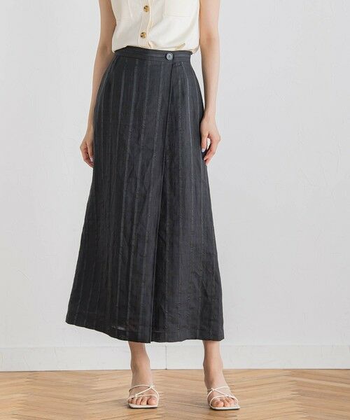 Droite lautreamont / ドロワットロートレアモン ミニ・ひざ丈スカート | リネンストライプスカート≪手洗い可能≫ | 詳細4