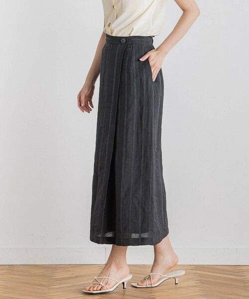 Droite lautreamont / ドロワットロートレアモン ミニ・ひざ丈スカート | リネンストライプスカート≪手洗い可能≫ | 詳細5