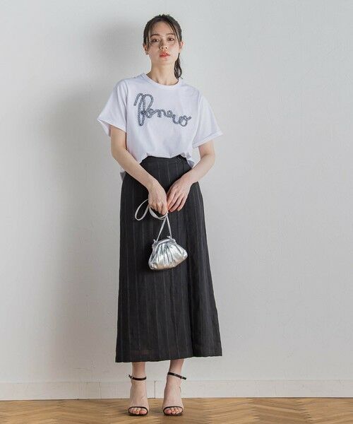 Droite lautreamont / ドロワットロートレアモン ミニ・ひざ丈スカート | リネンストライプスカート≪手洗い可能≫ | 詳細7