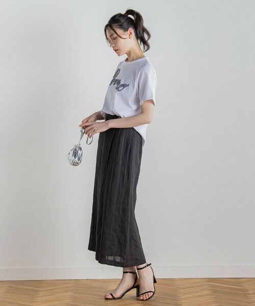 Droite lautreamont / ドロワットロートレアモン ミニ・ひざ丈スカート | リネンストライプスカート≪手洗い可能≫ | 詳細8