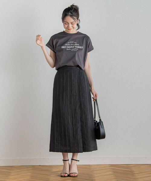 Droite lautreamont / ドロワットロートレアモン ミニ・ひざ丈スカート | リネンストライプスカート≪手洗い可能≫ | 詳細10