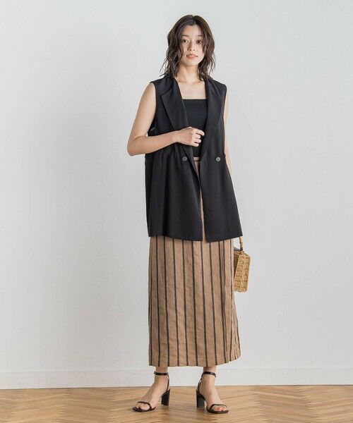 Droite lautreamont / ドロワットロートレアモン ミニ・ひざ丈スカート | リネンストライプスカート≪手洗い可能≫ | 詳細20