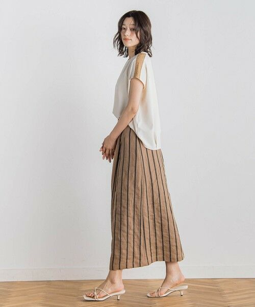 Droite lautreamont / ドロワットロートレアモン ミニ・ひざ丈スカート | リネンストライプスカート≪手洗い可能≫ | 詳細25