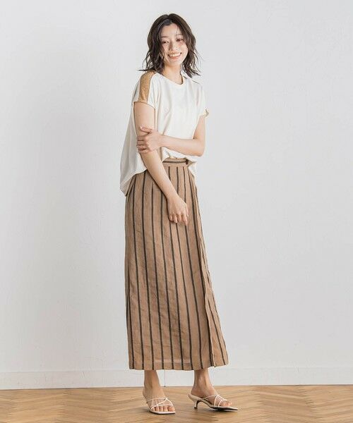 Droite lautreamont / ドロワットロートレアモン ミニ・ひざ丈スカート | リネンストライプスカート≪手洗い可能≫ | 詳細26