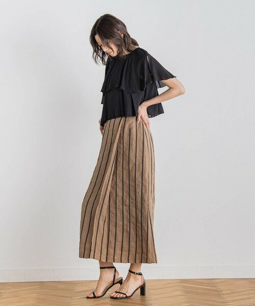 Droite lautreamont / ドロワットロートレアモン ミニ・ひざ丈スカート | リネンストライプスカート≪手洗い可能≫ | 詳細27