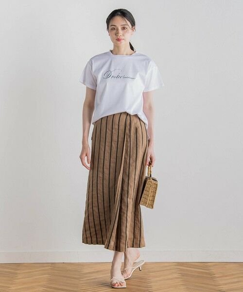 Droite lautreamont / ドロワットロートレアモン ミニ・ひざ丈スカート | リネンストライプスカート≪手洗い可能≫ | 詳細29