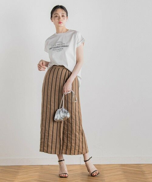 Droite lautreamont / ドロワットロートレアモン ミニ・ひざ丈スカート | リネンストライプスカート≪手洗い可能≫ | 詳細30