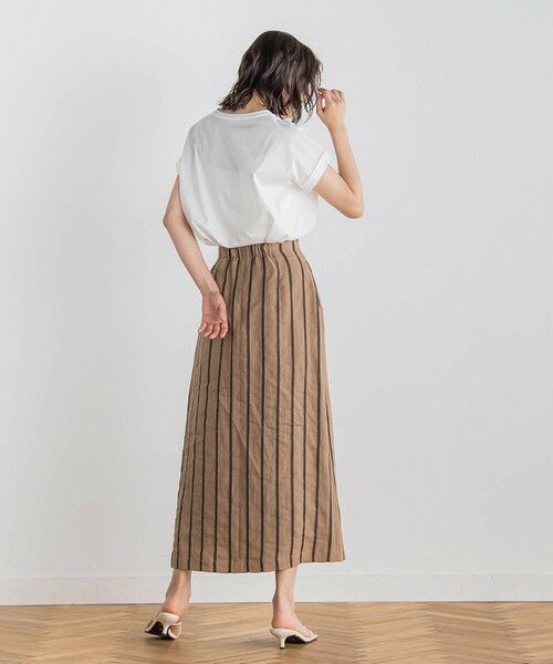 Droite lautreamont / ドロワットロートレアモン ミニ・ひざ丈スカート | リネンストライプスカート≪手洗い可能≫ | 詳細15