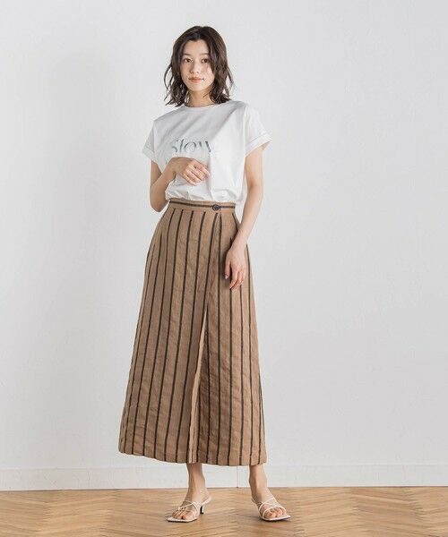 Droite lautreamont / ドロワットロートレアモン ミニ・ひざ丈スカート | リネンストライプスカート≪手洗い可能≫ | 詳細16